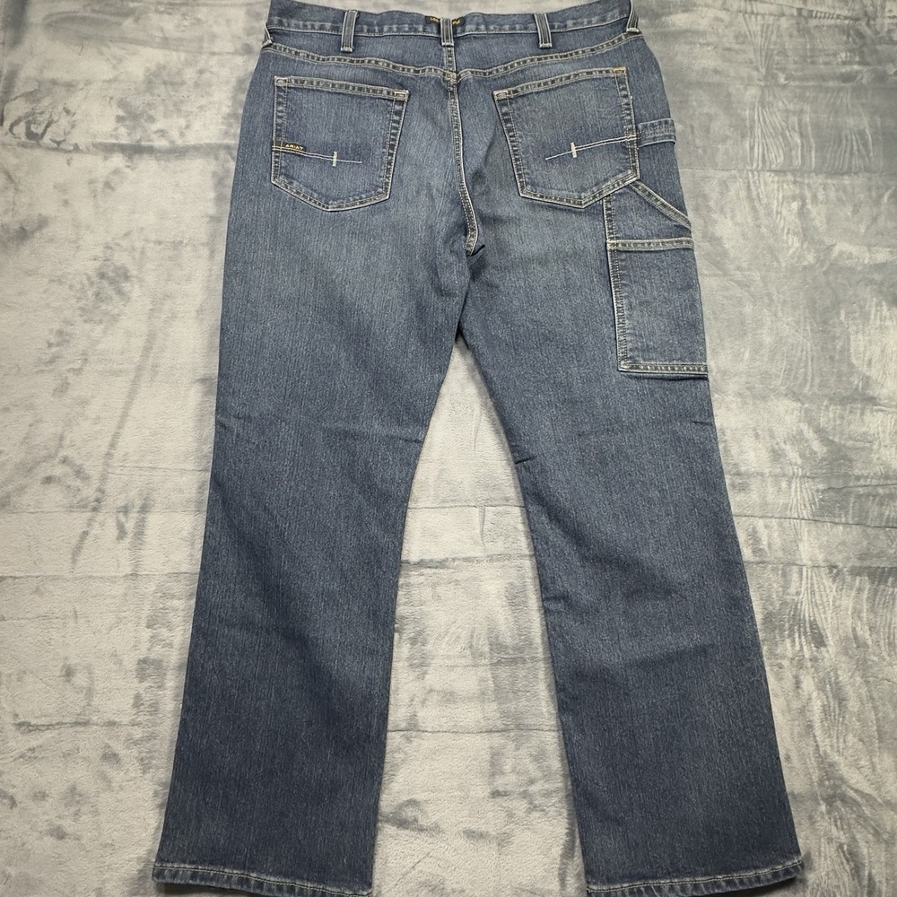 Ariat Rebar M4 Relaxed Boot Cut Jeans Mens 36x32 (Fits 38x32) Blue Work Denim - Picture 5 of 10
